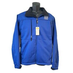 NWT Antigua Traverse Mens S Softshell Jacket Blue Full Zip Water Resistant Logo